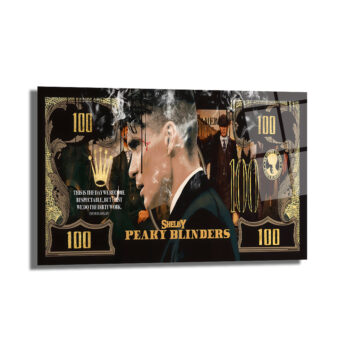 Peaky Blinders Thomas Shelby Banknot Tasarım Cam Tablo