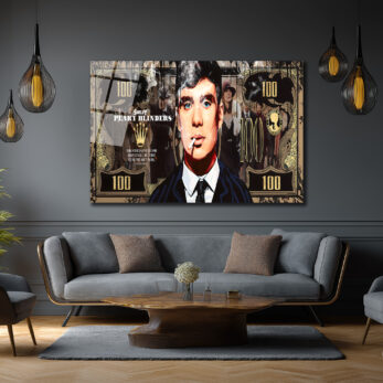Peaky Blinders Thomas Shelby 100 Dolar Temalı Cam Tablo - Glazella Peaky Blinders Thomas Shelby 100 Dolar Temalı Cam Tablo - Glazella