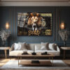 Lüks Aslan Kral Boss$ Temalı Modern Cam Tablo Duvar Dekoru Lüks Aslan Kral Boss$ Temalı Modern Cam Tablo