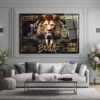 Lüks Aslan Kral Boss$ Temalı Modern Cam Tablo Duvar Dekoru Lüks Aslan Kral Boss$ Temalı Modern Cam Tablo