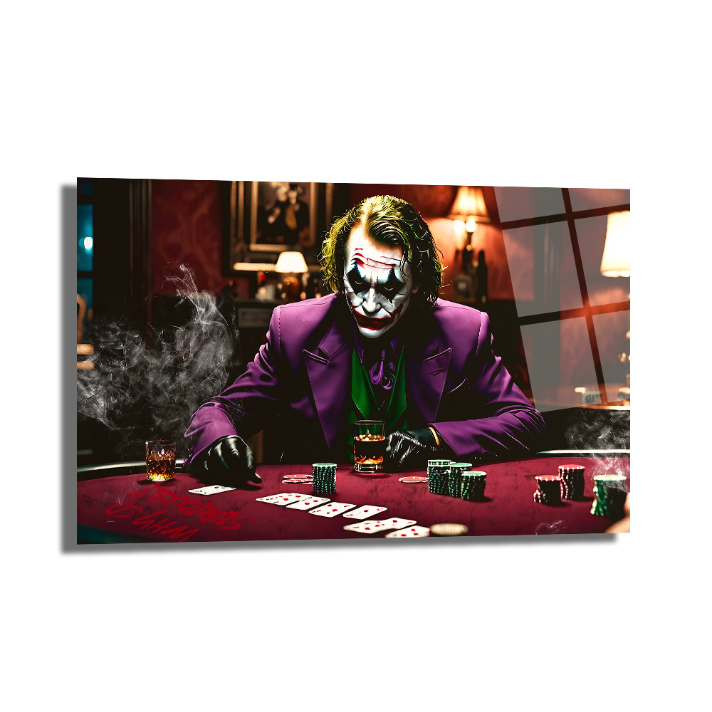 Joker Poker Masasında Cam Tablo - Kural Tanımaz Sanatın İfadesi Duvar Dekoru Joker Poker Masasında Cam Tablo - Kural Tanımaz Sanatın İfadesi