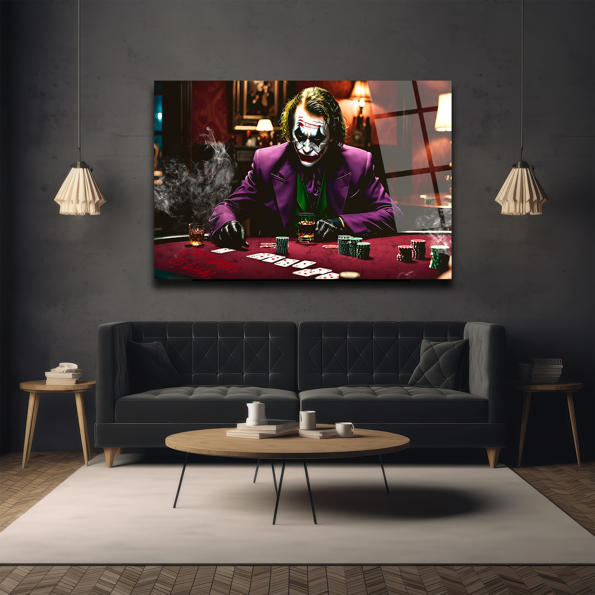Joker Poker Masasında Cam Tablo - Kural Tanımaz Sanatın İfadesi Duvar Dekoru Joker Poker Masasında Cam Tablo - Kural Tanımaz Sanatın İfadesi