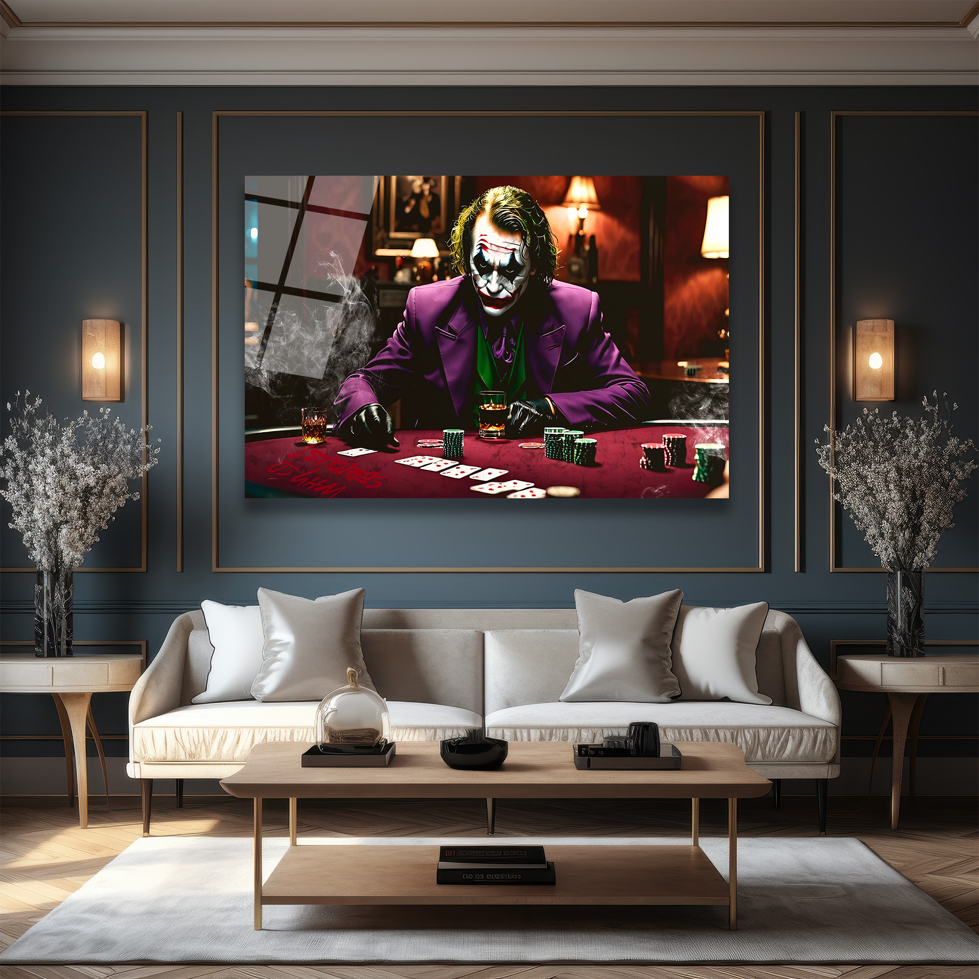 Joker Poker Masasında Cam Tablo - Kural Tanımaz Sanatın İfadesi Duvar Dekoru Joker Poker Masasında Cam Tablo - Kural Tanımaz Sanatın İfadesi