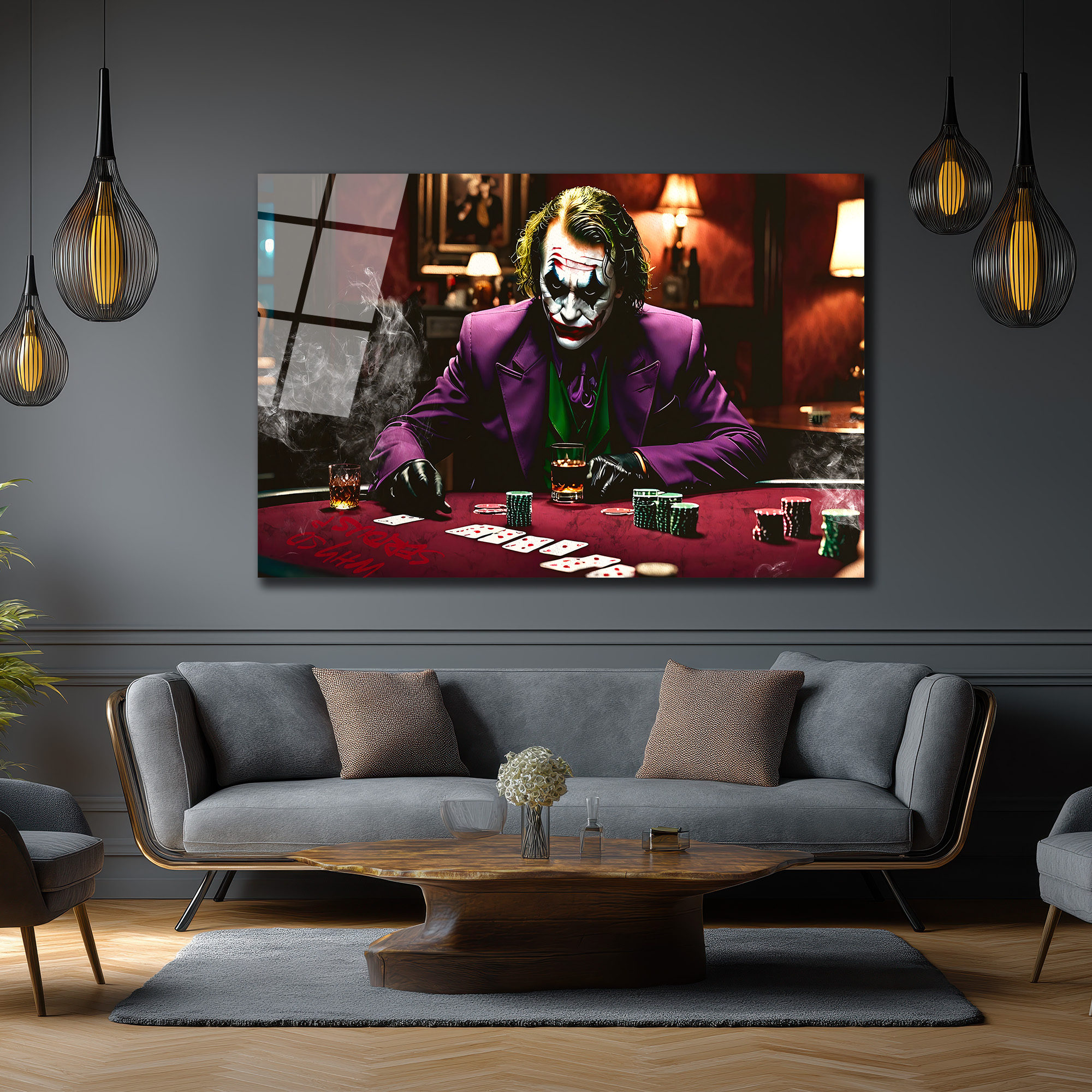 Joker Poker Masasında Cam Tablo - Kural Tanımaz Sanatın İfadesi Duvar Dekoru Joker Poker Masasında Cam Tablo - Kural Tanımaz Sanatın İfadesi