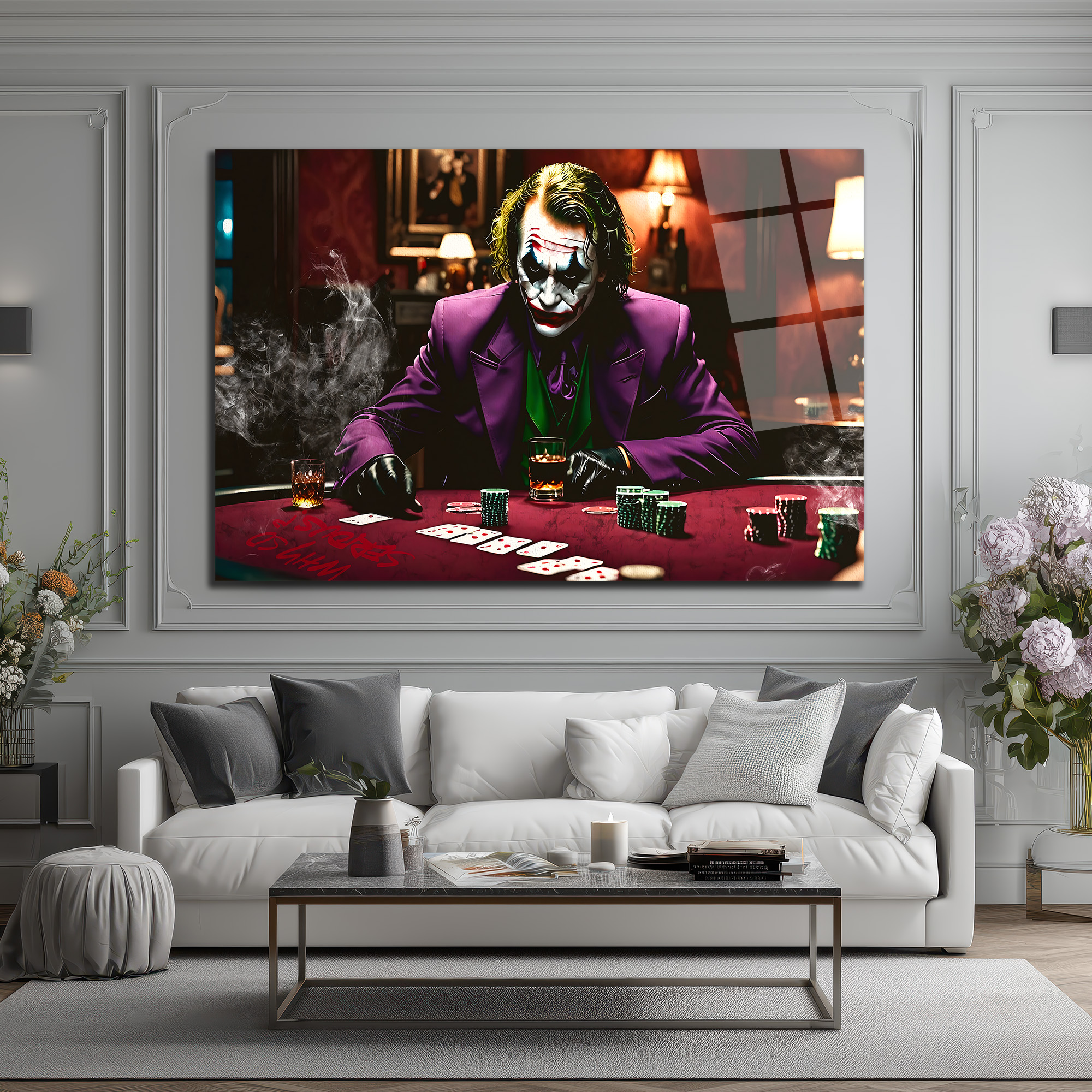 Joker Poker Masasında Cam Tablo - Kural Tanımaz Sanatın İfadesi Duvar Dekoru Joker Poker Masasında Cam Tablo - Kural Tanımaz Sanatın İfadesi