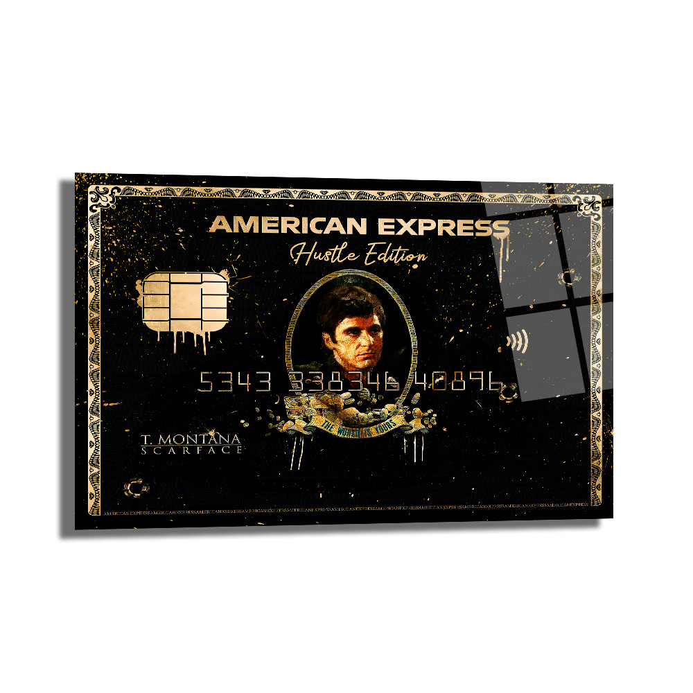 Scarface Hustle Edition Amerikan Temalı Cam Tablo Duvar Dekoru Scarface Hustle Edition Amerikan Temalı Cam Tablo