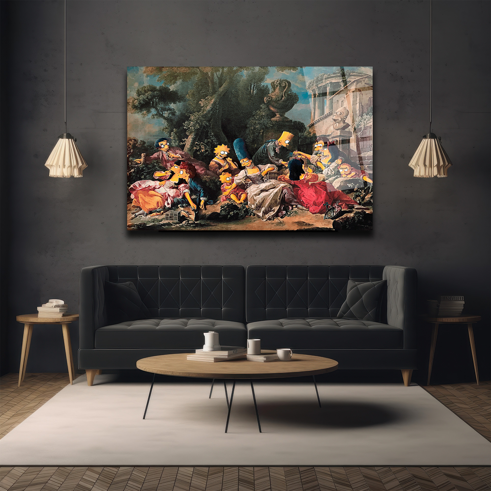 Rokoko Piknik Cam Tablo - Eğlenceli Duvar Sanatı Duvar Dekoru Rokoko Piknik Cam Tablo - Eğlenceli Duvar Sanatı