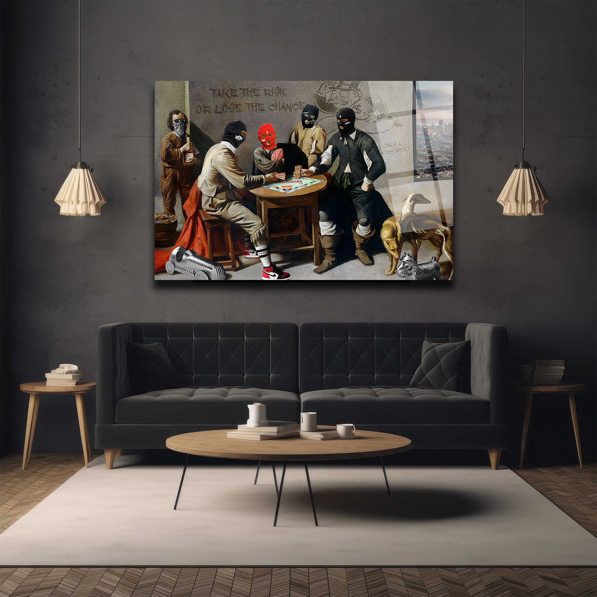 Hayat Bir Monopoly: Risk ve Şans Temalı Modern Cam Tablo Duvar Dekoru Hayat Bir Monopoly: Risk ve Şans Temalı Modern Cam Tablo