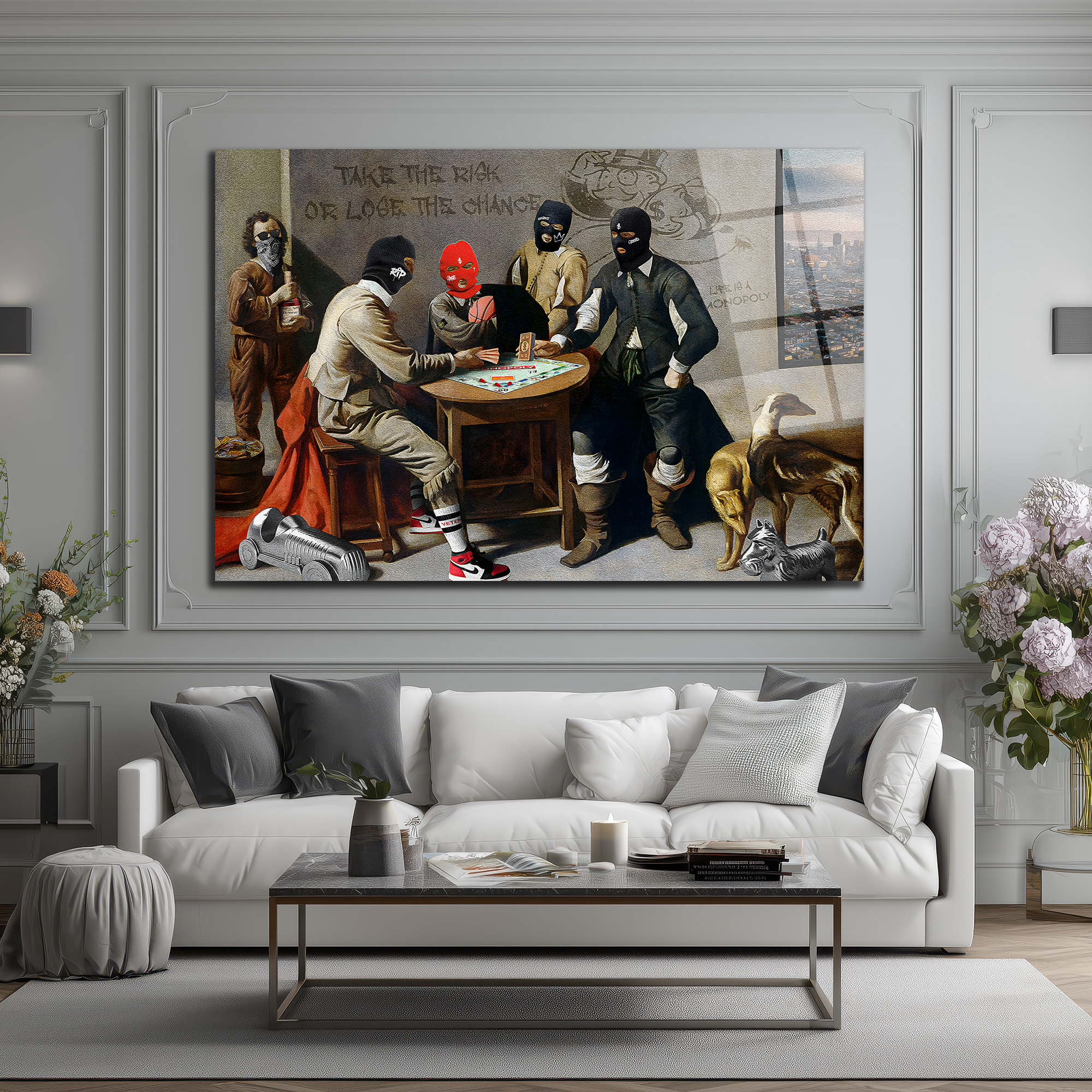 Hayat Bir Monopoly: Risk ve Şans Temalı Modern Cam Tablo Duvar Dekoru Hayat Bir Monopoly: Risk ve Şans Temalı Modern Cam Tablo
