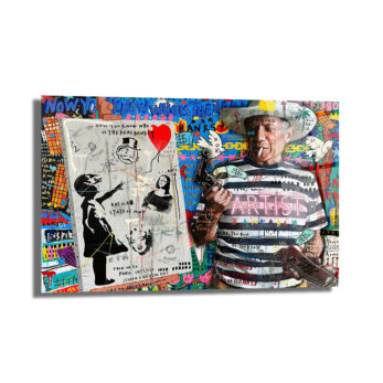 Banksy ve Picasso Esintili Asi Sanatçı Cam Tablo
