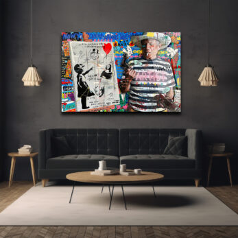Banksy ve Picasso Esintili Asi Sanatçı Cam Tablo - Glazella