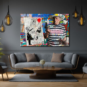 Banksy ve Picasso Esintili Asi Sanatçı Cam Tablo - Glazella