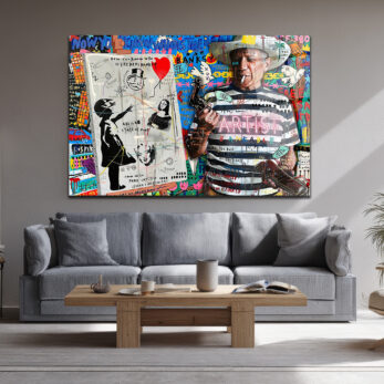 Banksy ve Picasso Esintili Asi Sanatçı Cam Tablo - Glazella