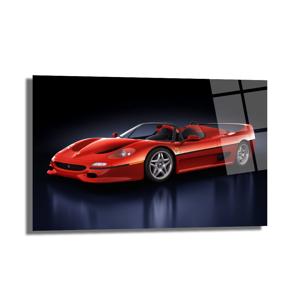 Ferrari F50 Efsanesi Kırmızı Süper Araba Cam Tablo Duvar Dekoru Ferrari F50 Efsanesi Kırmızı Süper Araba Cam Tablo