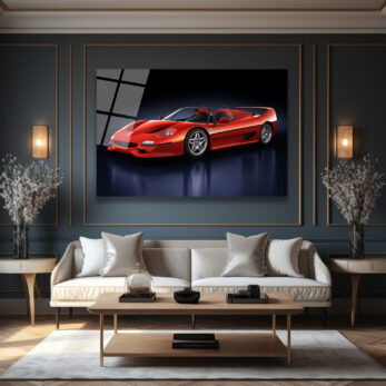 Ferrari F50 Efsanesi Kırmızı Süper Araba Cam Tablo - Glazella Ferrari F50 Efsanesi Kırmızı Süper Araba Cam Tablo - Glazella