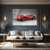 Ferrari Efsanesi Kırmızı Klasik Yarış Arabası Cam Tablo Duvar Dekoru Ferrari Efsanesi Kırmızı Klasik Yarış Arabası Cam Tablo