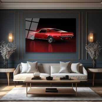 Efsanevi Kırmızı Mustang Gücü Cam Tablo - Glazella Efsanevi Kırmızı Mustang Gücü Cam Tablo - Glazella