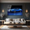 Efsanevi Mavi Ford Mustang Mach 1 Cam Tablo Duvar Dekoru Efsanevi Mavi Ford Mustang Mach 1 Cam Tablo