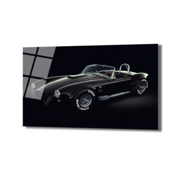 Efsanevi Shelby Cobra Siyah Spor Araba Cam Tablo