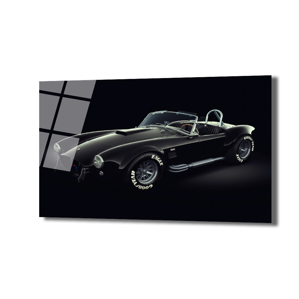 Efsanevi Shelby Cobra Siyah Spor Araba Cam Tablo Duvar Dekoru Efsanevi Shelby Cobra Siyah Spor Araba Cam Tablo