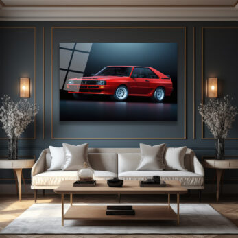 Efsanevi Kırmızı Audi Quattro Spor Araba Cam Tablo - Glazella