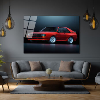 Efsanevi Kırmızı Audi Quattro Spor Araba Cam Tablo - Glazella