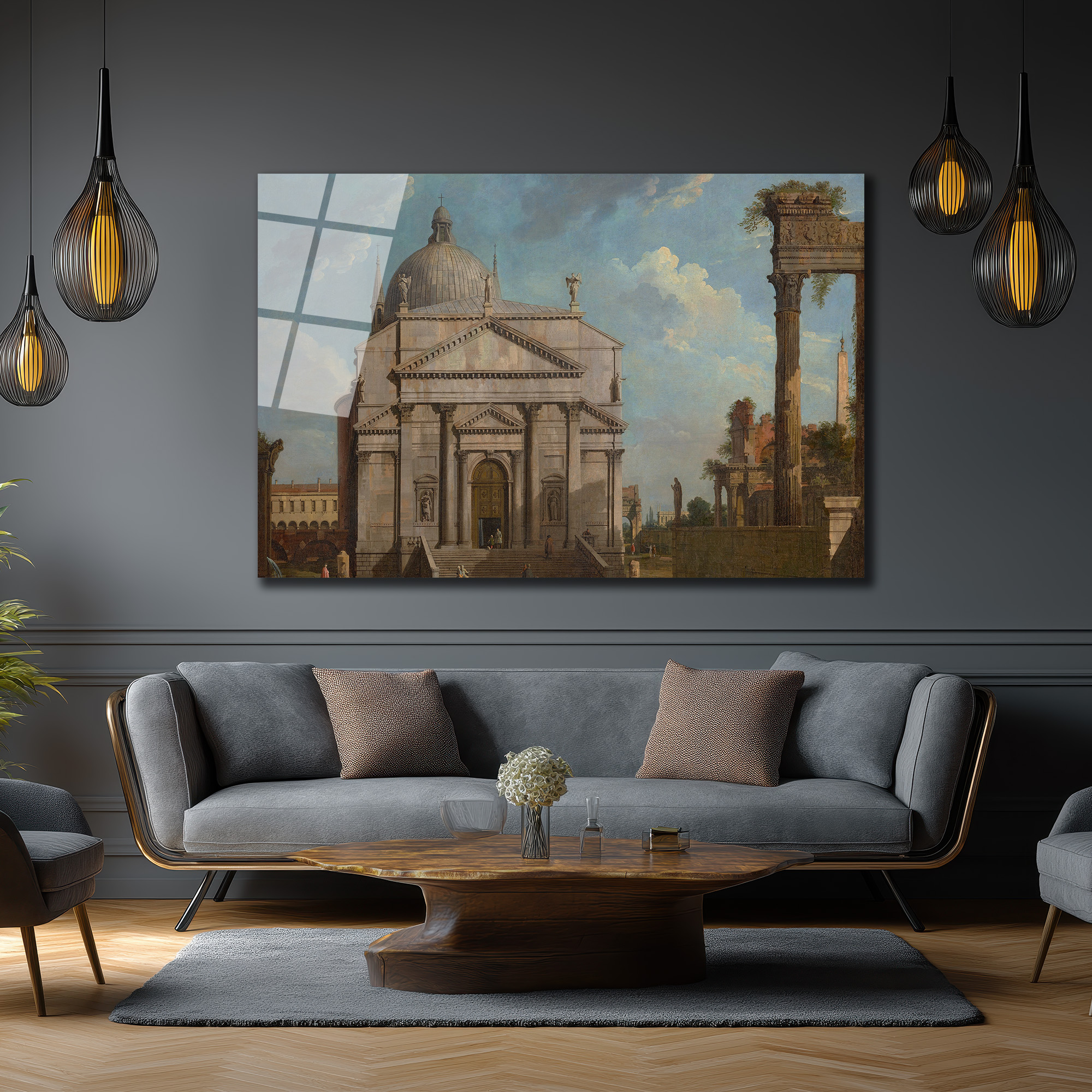 Roma Harabeleri ve Görkemli Yapı Klasik Sanat Cam Tablo - Glazella Roma Harabeleri ve Görkemli Yapı Klasik Sanat Cam Tablo - Glazella