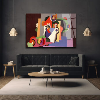 Dinamik Kübist Soyut Sanat Cam Tablo - Glazella Özel Koleksiyon - Glazella