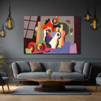 Dinamik Kübist Soyut Sanat Cam Tablo - Glazella Özel Koleksiyon - Glazella