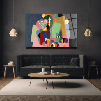 Modern Soyut Sanat Cam Tablo - Canlı Renklerle Geometrik Dokunuş - Glazella Modern Soyut Sanat Cam Tablo - Canlı Renklerle Geometrik Dokunuş - Glazella