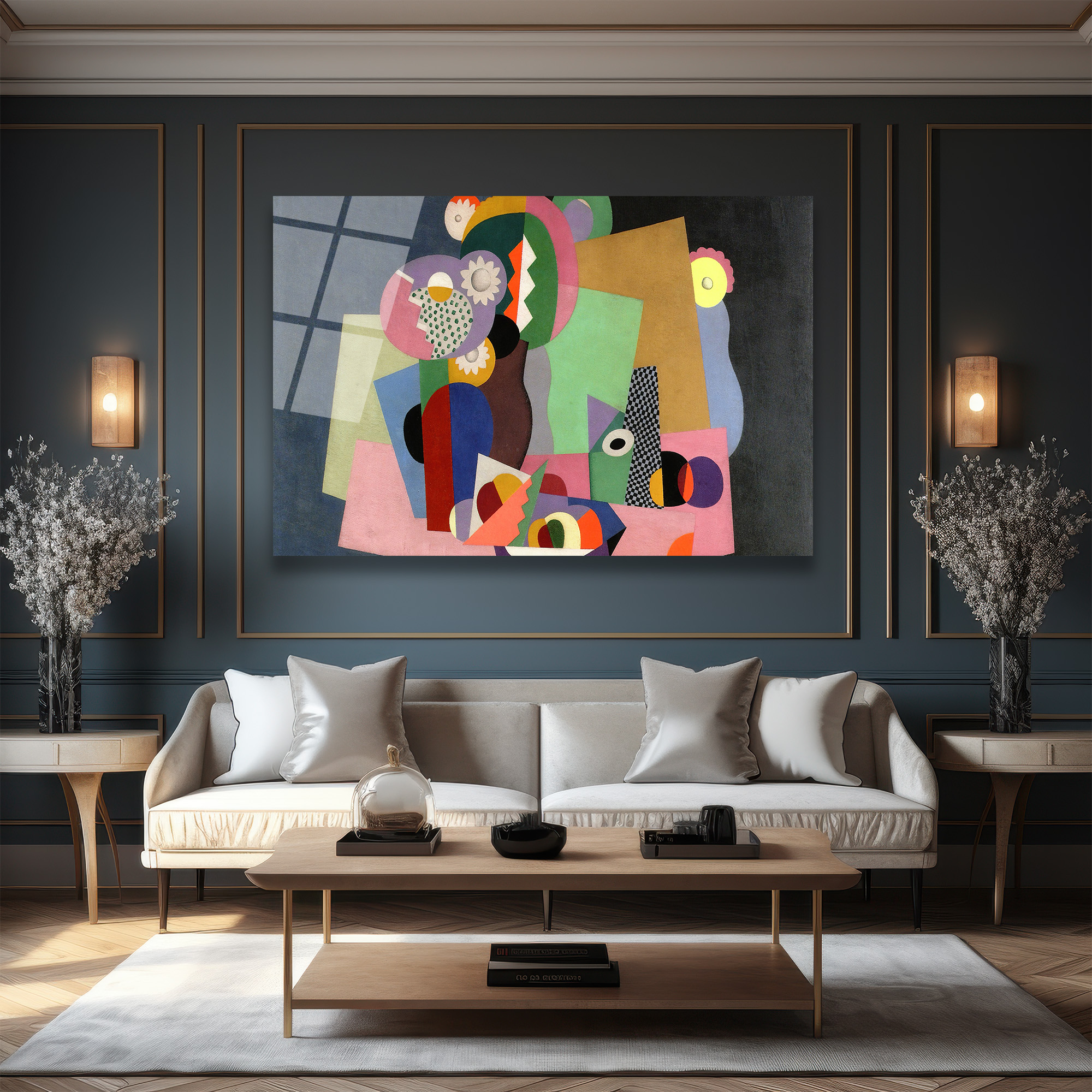Modern Soyut Sanat Cam Tablo - Canlı Renklerle Geometrik Dokunuş - Glazella Modern Soyut Sanat Cam Tablo - Canlı Renklerle Geometrik Dokunuş - Glazella