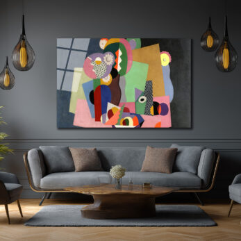 Modern Soyut Sanat Cam Tablo - Canlı Renklerle Geometrik Dokunuş - Glazella Modern Soyut Sanat Cam Tablo - Canlı Renklerle Geometrik Dokunuş - Glazella