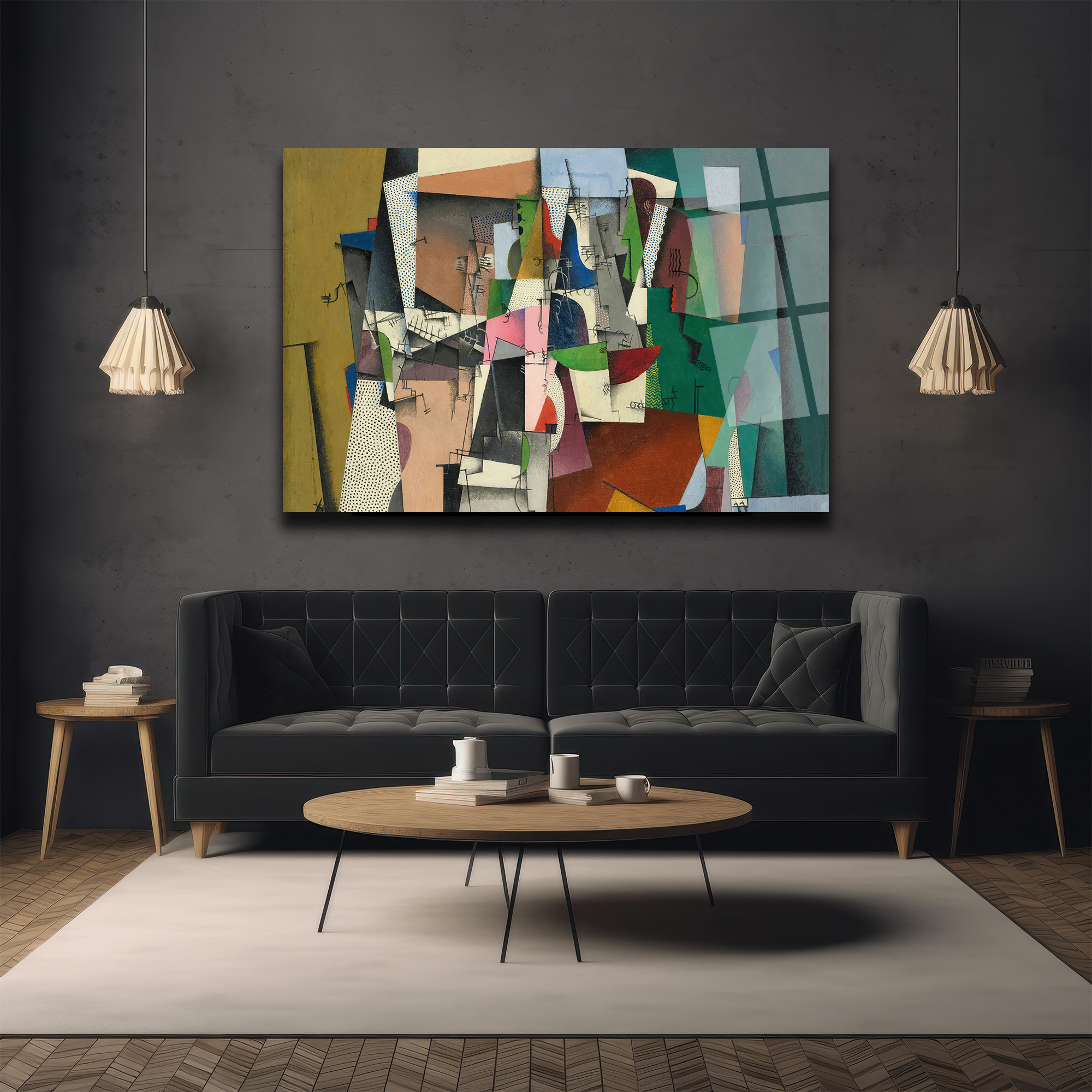 Modern Soyut Kübist Sanat Temalı Lüks Cam Tablo - Glazella Modern Soyut Kübist Sanat Temalı Lüks Cam Tablo - Glazella