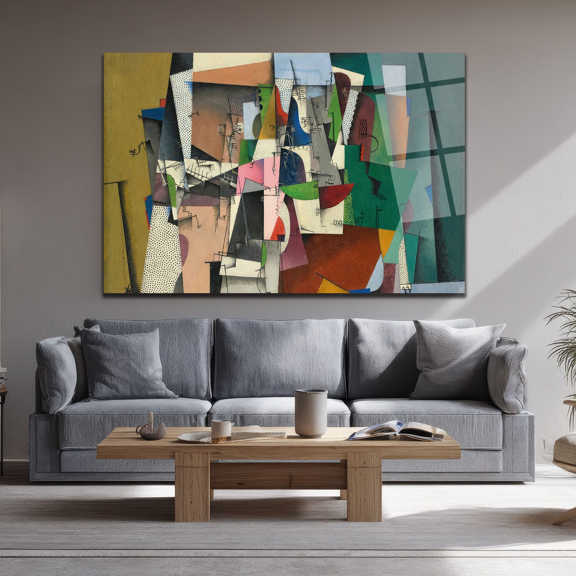 Modern Soyut Kübist Sanat Temalı Lüks Cam Tablo - Glazella Modern Soyut Kübist Sanat Temalı Lüks Cam Tablo - Glazella