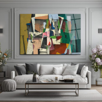 Modern Soyut Kübist Sanat Temalı Lüks Cam Tablo - Glazella Modern Soyut Kübist Sanat Temalı Lüks Cam Tablo - Glazella