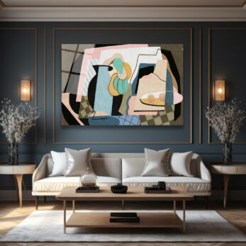 Soyut Pastel Natürmort Modern Cam Tablo - Glazella