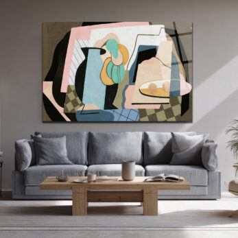 Soyut Pastel Natürmort Modern Cam Tablo - Glazella
