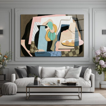 Soyut Pastel Natürmort Modern Cam Tablo - Glazella