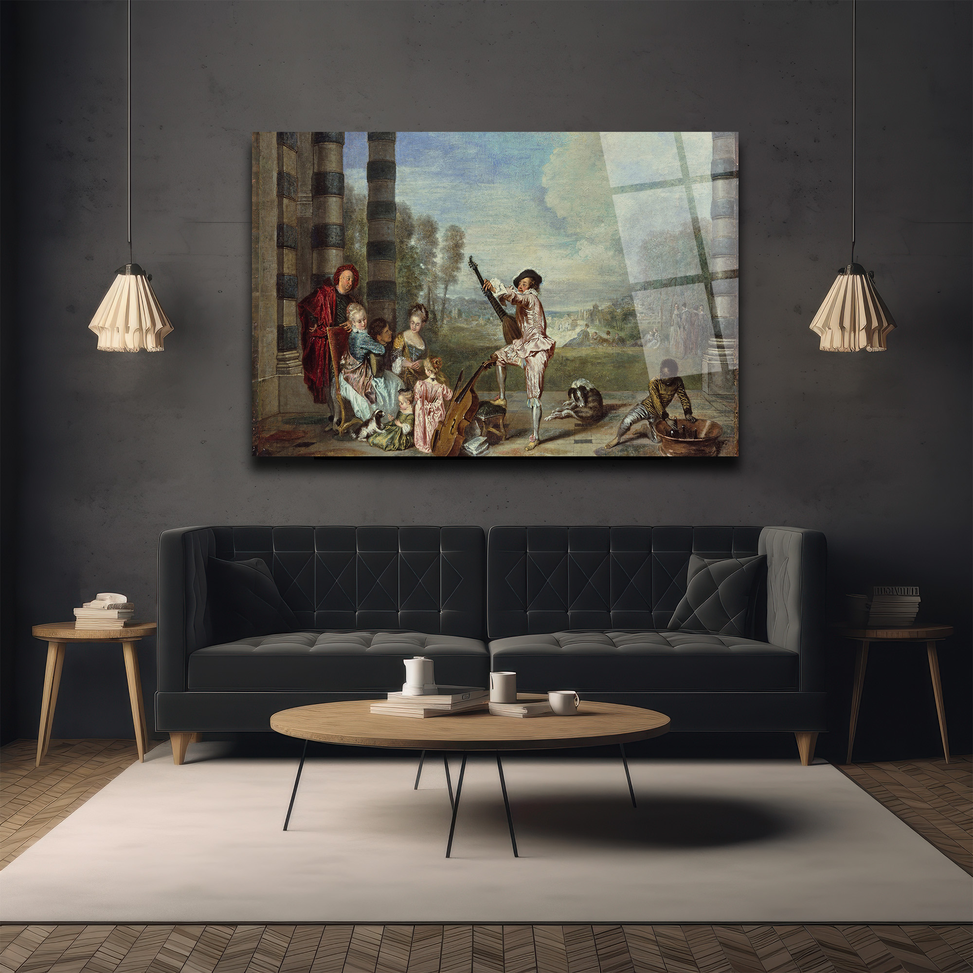Rococo Zarafeti Müzik Ziyafeti Temalı Cam Tablo - Glazella Rococo Zarafeti Müzik Ziyafeti Temalı Cam Tablo - Glazella