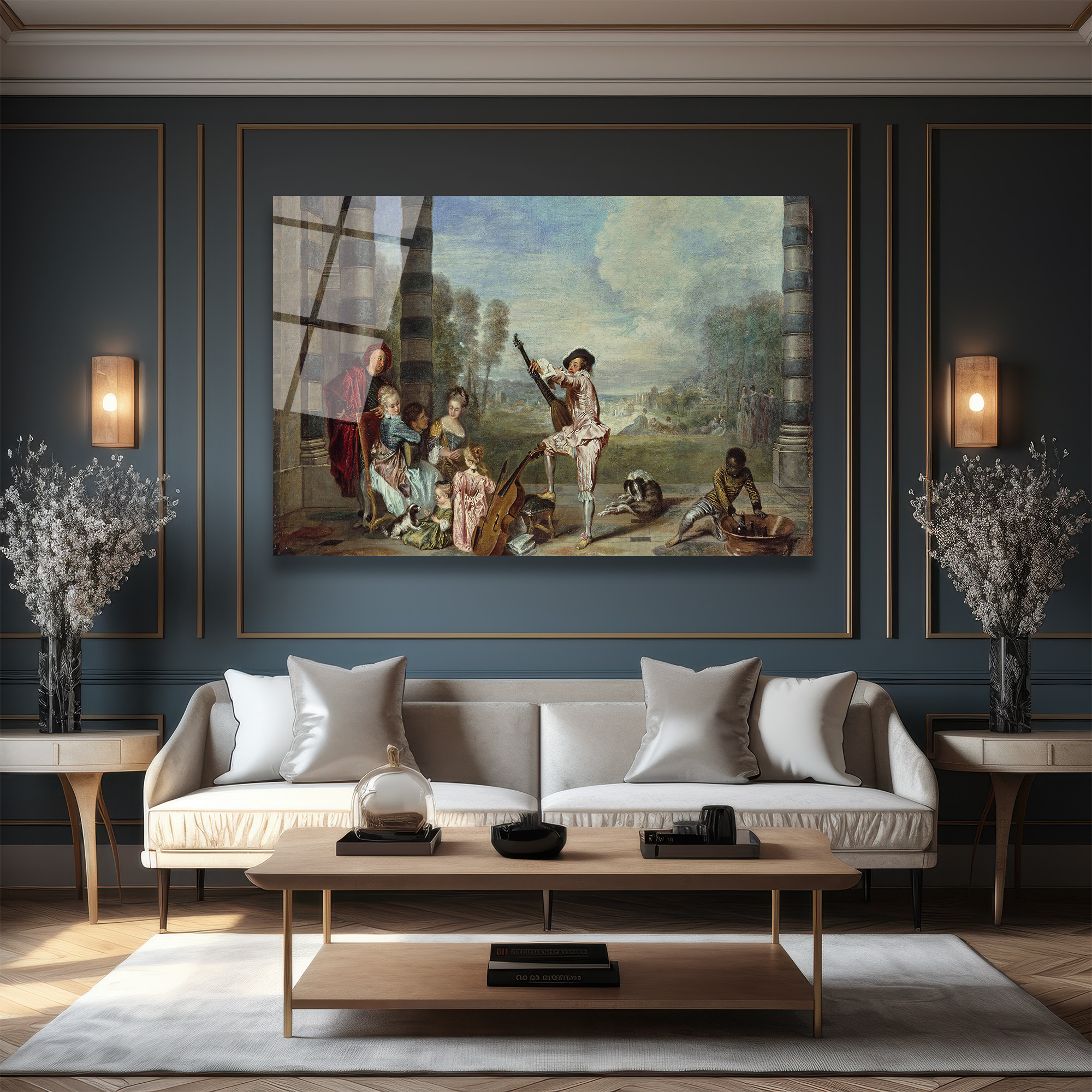 Rococo Zarafeti Müzik Ziyafeti Temalı Cam Tablo - Glazella Rococo Zarafeti Müzik Ziyafeti Temalı Cam Tablo - Glazella