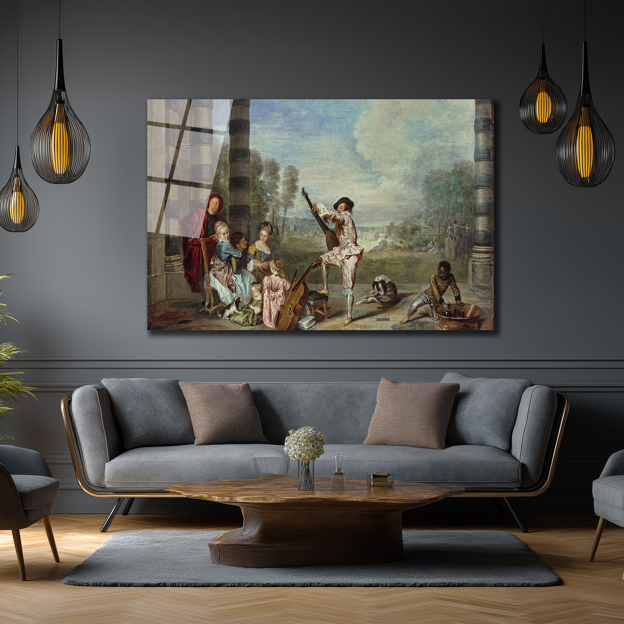 Rococo Zarafeti Müzik Ziyafeti Temalı Cam Tablo - Glazella Rococo Zarafeti Müzik Ziyafeti Temalı Cam Tablo - Glazella