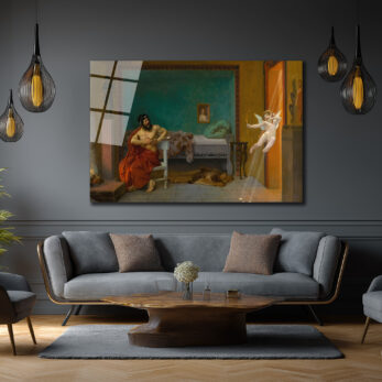 Eros'un Oku Temalı Neoklasik Sanat Cam Tablo - Glazella