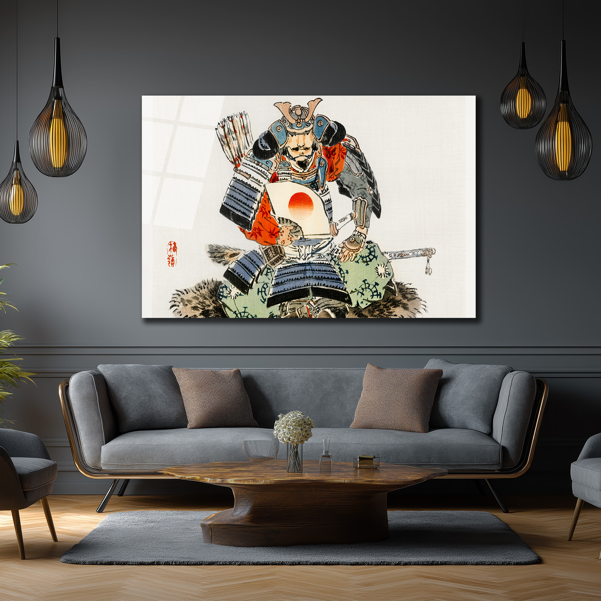 Samuray Savaşçısı Ukiyo-e Japon Sanatı Cam Tablo - Glazella Samuray Savaşçısı Ukiyo-e Japon Sanatı Cam Tablo - Glazella