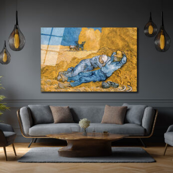 Van Gogh Siesta Cam Tablo: Huzurun Altın Dokunuşu - Glazella