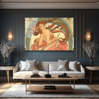 Art Nouveau Zarafeti: Kızıl Saçlı Kadın Cam Tablo - Glazella Art Nouveau Zarafeti: Kızıl Saçlı Kadın Cam Tablo - Glazella