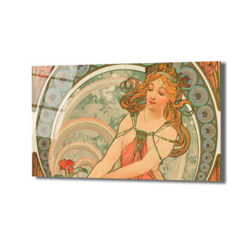 Art Nouveau Zarafeti: Alphonse Mucha Tarzı Cam Tablo - Glazella