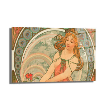 Art Nouveau Zarafeti: Alphonse Mucha Tarzı Cam Tablo - Glazella