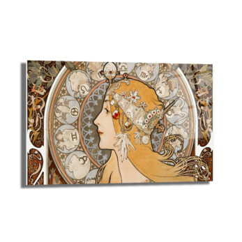 Art Nouveau Zodyak Güzeli Cam Tablo - Glazella