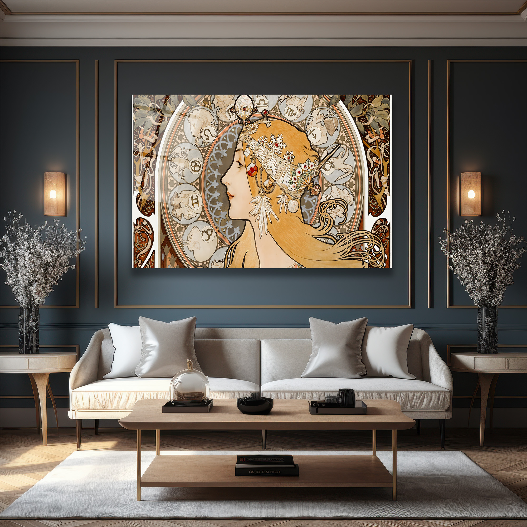 Art Nouveau Zodyak Güzeli Cam Tablo - Glazella Art Nouveau Zodyak Güzeli Cam Tablo - Glazella