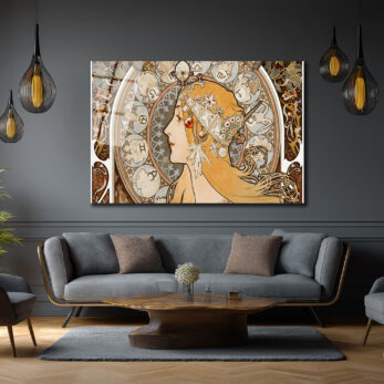 Art Nouveau Zodyak Güzeli Cam Tablo - Glazella Art Nouveau Zodyak Güzeli Cam Tablo - Glazella